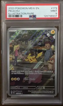 Pokemon Pikachu TCG Card 173/165 SV Scarlet & Violet 151 IR PSA 9 - Image 1