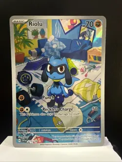 Pokemon Riolu 215/198 TCG Scarlet & Violet Base Set Holo Card Illustration Rare - Image 1