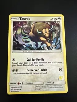 Tauros #37 164/236 Unified Minds Pikachu Stamped Pokemon TCG Card LP - Image 1