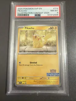 2025-POKEMON-SVP EN PIKACHU- ILLUSTRATION CONTEST 2024- PSA GRADED NM-MT 8 - Image 1