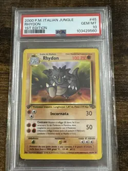 1999 ITALIAN POKEMON JUNGLE 1ST EDITION #45 RHYDON PSA 10 - Image 1