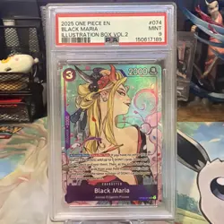 2025 ONE PIECE PROMOS ILLUSTRATION BOX VOL.2 #074 BLACK MARIA PSA 9 - Image 1
