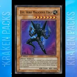 YUGIOH Evil HERO Malicious Edge GLAS-EN003 Ultra 1ST ED NM 💎 PACK FRESH - Image 1
