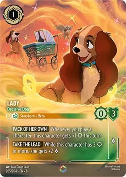 Disney Lorcana | Lady - Decisive Dog (Enchanted) | 205/204 | Reign of Jafar | NM - Image 1