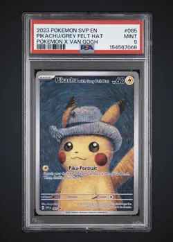 Pokemon 2023 SVP en x Van Gogh Pikachu Grey Felt Hat PSA9 - Image 1