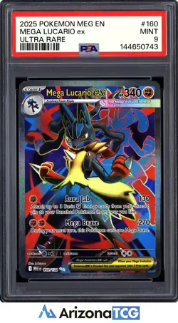 Pokemon 2025 Mega Lucario ex 160/132 Ultra Rare Mega Evolution PSA 9 - Image 1