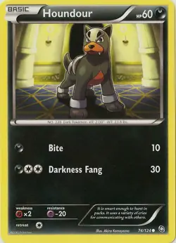 Pokemon - Houndour - 74/124 - Common - BW - Dragons Exalted - LP - Image 1