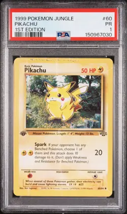 1999 POKEMON JUNGLE 1ST EDITION #60 PIKACHU PSA 1 - Image 1