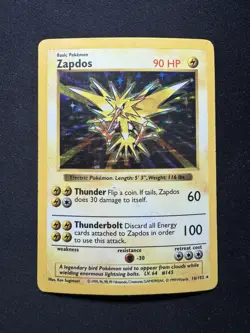 Zapdos Base Set Shadowless Pokemon TCG 16/102 Holo Rare 90 HP Wizards 1999 - Image 1