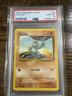 1999 POKEMON GAME BASE SET UNLIMITED #52 MACHOP PSA 10 GEM MINT - Image 1