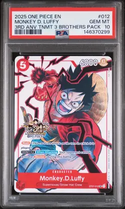 One Piece TCG Monkey.D.Luffy Leader 3rd Anniversary 3 Brothers Pack PSA 10 - Image 1