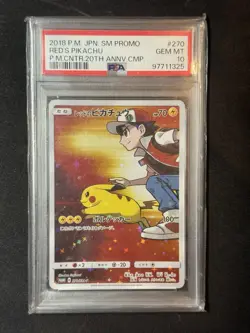 Reds Pikachu Promo Holo Card 270/Sm-p 20th Anniversary Japanese Edition PSA 10 - Image 1