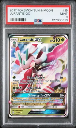 2017 POKEMON SUN & MOON #15 LURANTIS GX PSA 9 - Image 1
