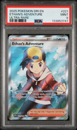 2025 POKEMON DRI EN-DESTINED RIVALS ULTRA RARE #221 ETHAN'S ADVENTURE PSA 9 - Image 1