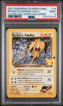 2021 POKEMON CELEBRATIONS CLASSIC COLLECTION #15 ROCKET'S ZAPDOS-HOLO PSA 9 - Image 1
