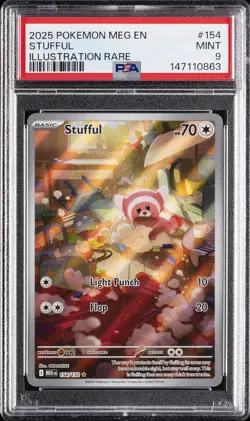 2025 POKEMON MEG EN-MEGA EVOLUTION ILLUSTRATION RARE #154 STUFFUL PSA 9 - Image 1