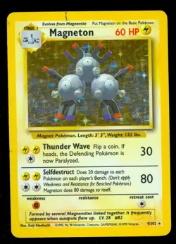 Pokemon MAGNETON 9/102 Base Set - RARE HOLO - MOD PLAYED - Image 1