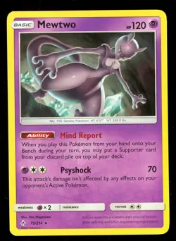 Pokemon MEWTWO 75/214 Unbroken Bonds RARE - - MINT - Image 1