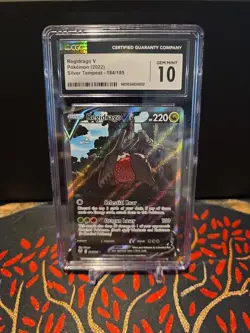 2022 POKEMON SILVER TEMPEST ULTRA RARE HOLO #184/195 REGIDRAGO V CGC 10 GEM MINT - Image 1