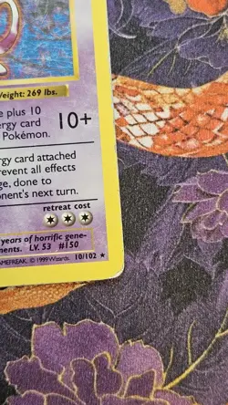 Mewtwo - 10/102 Base Set Shadowless Holo Rare Pokemon - HP - Image 4