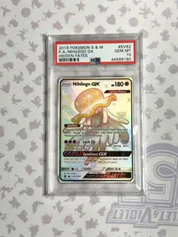 2019 POKEMON SUN & MOON HIDDEN FATES #SV62 FULL ART/NIHILEGO GX PSA 10 - Image 1