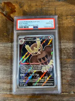 POKEMON 2024 Stellar Crown ETB Promo Full Art NOCTOWL #141 PSA 10 Gem Mint RARE - Image 1