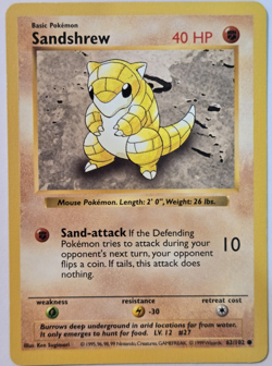Pokemon TCG Sandshrew (Shadowless) Base Set 62/102 Regular Common LP - Image 1