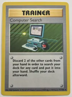 Pokemon Trainer - Computer Search Rare Unlimited Base Set Shadowless 071/102 LP - Image 1