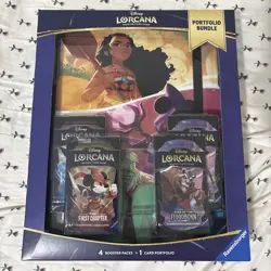 TCG Disney Lorcana Portfolio Bundle 4 Booster Packs & 1 Portfolio First Chapter - Image 1