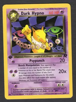Dark Hypno 26/82 Rare 1st Edition Non Holo LMP Pokemon Card HQ Scan - Image 1