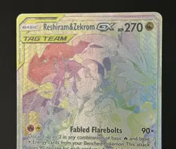 Reshiram & Zekrom GX Rainbow Pokemon Cosmic Eclipse 259/236 NM - Image 2