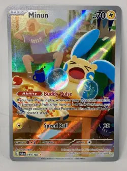 Pokemon Minun Illustration Rare Full Art Holo SV04 Paradox Rift 194/182 2023 - Image 1