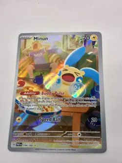 Pokemon Minun Illustration Rare Full Art Holo SV04 Paradox Rift 194/182 2023 - Image 2