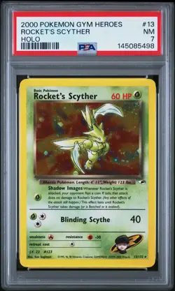 2000 POKEMON GYM HEROES HOLO #13 ROCKET'S SCYTHER PSA 7 - Image 1