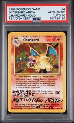 Charizard Holo Base Set Unlimited PSA AUTH 10 Signed Mitsuhiro Arita pokemon - Image 1