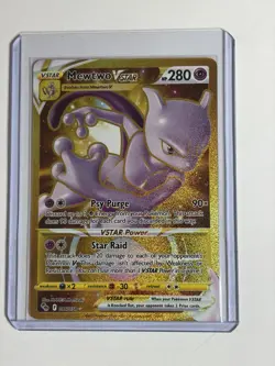 Pokemon Mewtwo VSTAR 086/078 Pokemon GO Secret Rare Full Art Gold - Image 1