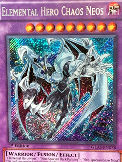 yugioh Elemental Hero Chaos Neos GLAS-EN036 Secret LEAK 1st Edition near mint - Image 4