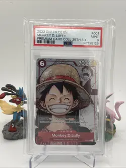 2023 ONE PIECE PREM BANDAI PREM CARD COLL 25TH ED #001 MONKEY D. LUFFY PSA 9 - Image 1