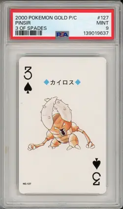 2000 Pokemon Japanese Gold Playing Card Pinsir 3 of Spades #127 PSA 9 - Image 1