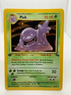 Muk Fossil 1st Edition Holo Rare 13/62 Near Mint Pokemon Card - Image 1