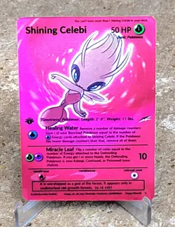 Pokemon Shining Celebi Extended Art Anima Waifu ACG DIY Full Art Card Holo - Image 1