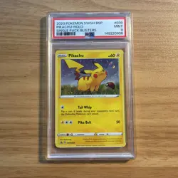 2020 POKEMON SWSH BLACK STAR PROMO 039 PIKACHU-HOLO SINGLE PACK BLISTERS PSA 9 - Image 1
