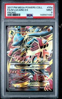 2017 POKEMON MEGA POWERS COLLECTION PROMO #55A FULL ART/M LUCARIO EX PSA 9 - Image 1