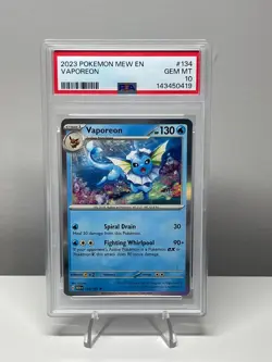 Vaporeon PSA 10 2023 Pokemon 151 MEW EN 134/165 Holo Rare - Image 1