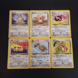Pokemon TCG 6 Card Jungle Set Lot - Vintage WOTC 1999 - Meowth, Persian, Eevee + - Image 1