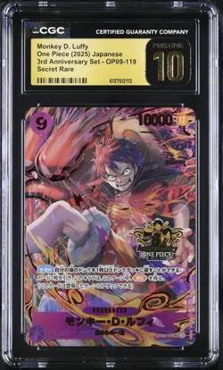 Monkey D. Luffy OP09-119 CGC 10 Pristine 2025 3rd Anniversary Set One Piece Japa - Image 1