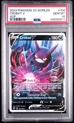 2023 Pokemon 2022 World Championships ADP DECK Crobat V 104/189 PSA 10 - Image 1