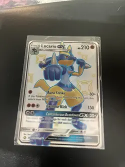 Pokemon TCG Lucario GX SV64/SV94 Hidden Fates Shiny Vault Shiny Holo Rare 210 HP - Image 1