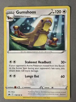 Pokemon TCG * 118/159 Gumshoos Non-Holo Rare * Crown Zenith SWSH * NM - Image 1