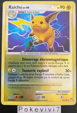 Carte Pokemon RAICHU 15/123 Holo REVERSE Diamant et Perle D&P FR OCCASION - Image 1